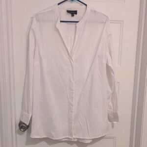 Lane Bryant White Long Sleeve Split Neck Blouse Shirt 18/20
